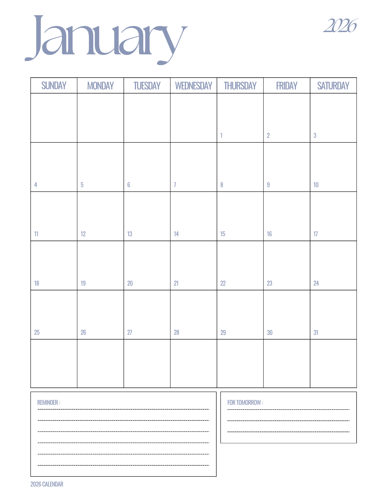 2026 Monthly Planner- Southern Blues