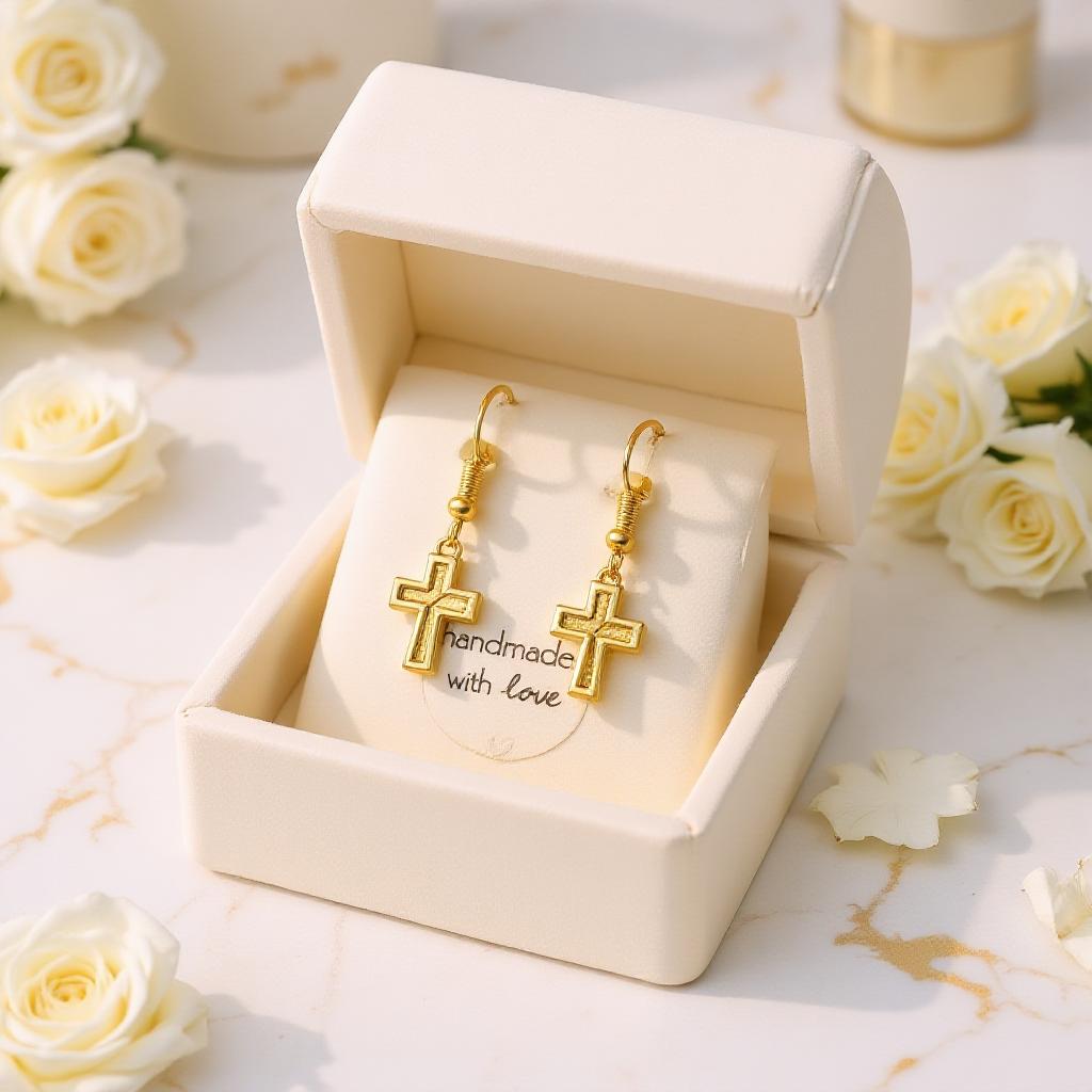 Gold Cross Earrings