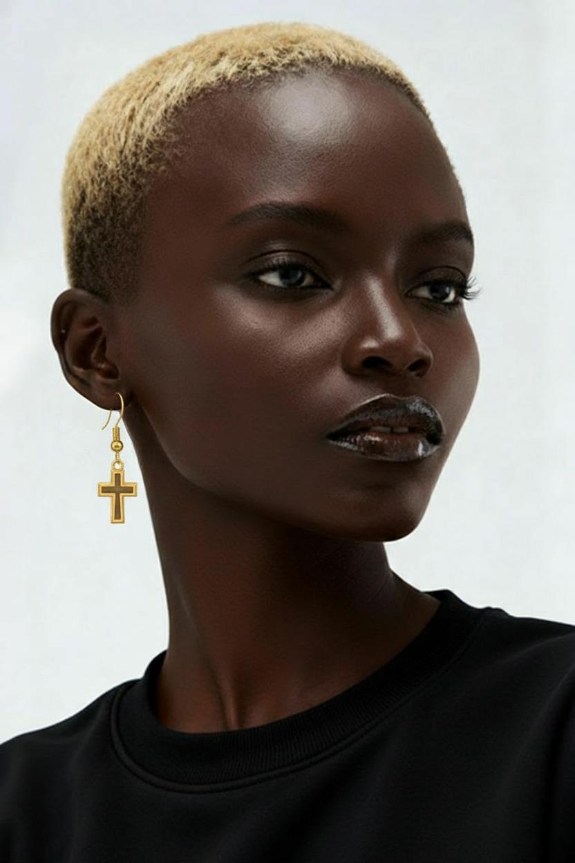 Gold Cross Earrings